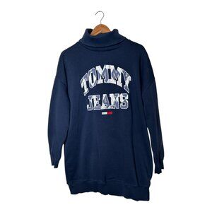 Tommy Jeans Unisex Iconic Turtle Neck Sweatshirt Oversize | Navy | Size M | Y2K